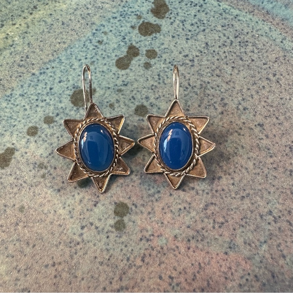 EFS Chalcedony Sterling Star Hook Earrings